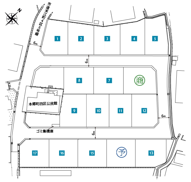 区画図1：コンフォートタウン本郷町・高専前2期
